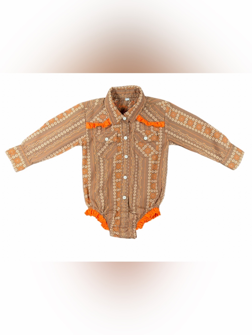 SHERRY CERVI for Resistol Western Button Down Ruffle Bubble Romper - 12M